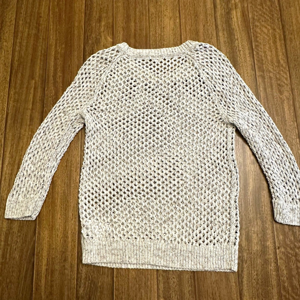 Gap Womens White Open-Knit Crewneck Pullover Sweater Cotton Nylon Size M a135